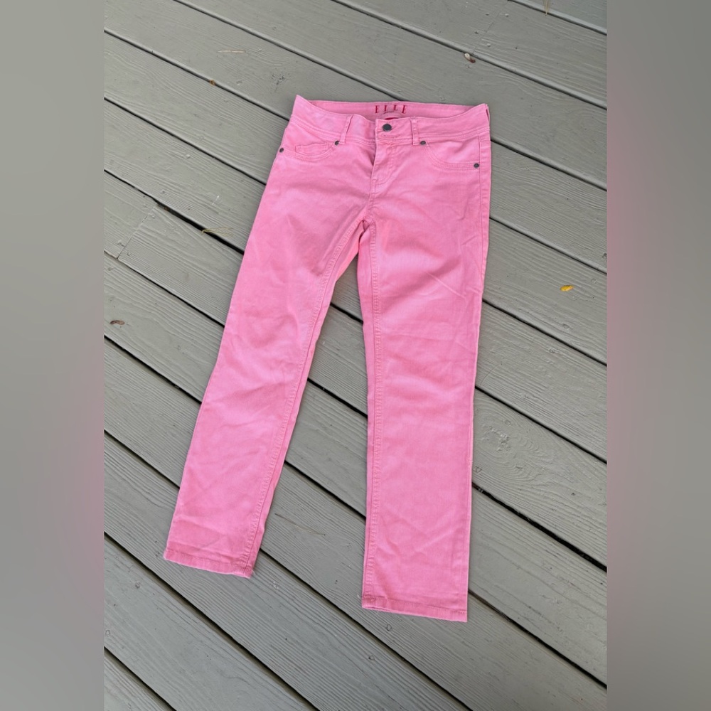 ELLE (Paris) Pink Straight Leg Women's Low-Rise Cropped Jeans, Size: 4